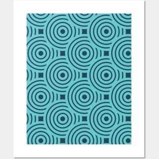 Blue Circles Seamless Pattern 033#001 Posters and Art